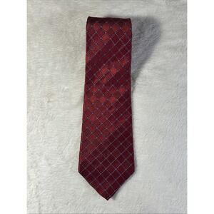 Tommy Hilfiger Mens Necktie Red Patterned Silk Classic Business Tie